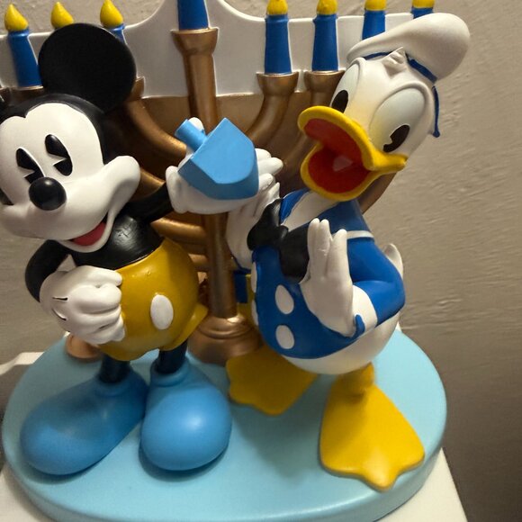 DISNEY Mickey Mouse Donald Duck Figurine Hanukkah Menorah Dreidel Statue Jewish - Picture 3 of 5